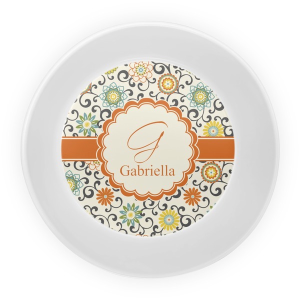 Swirls & Floral Melamine Bowl - Center