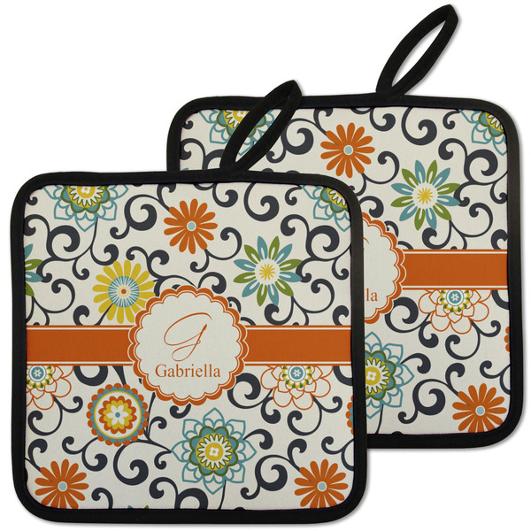 Swirls & Floral Pot Holders - Set of 2 MAIN