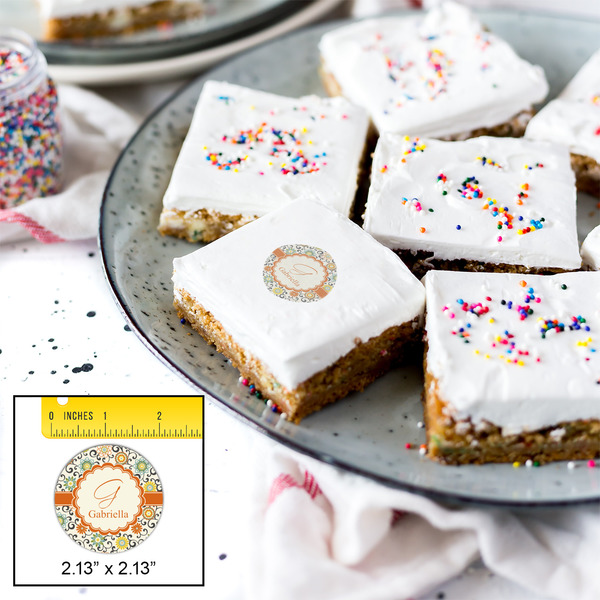 Swirls & Floral Printed Icing Circle - Small - In Context