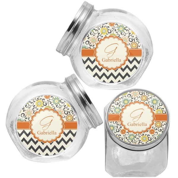 Swirls & Floral Puppy Treat Jar - Top Left Right