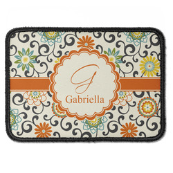 Swirls & Floral Iron On Rectangle Patch w/ Name and Initial