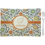 Swirls & Floral Glass Rectangular Appetizer / Dessert Plate (Personalized)