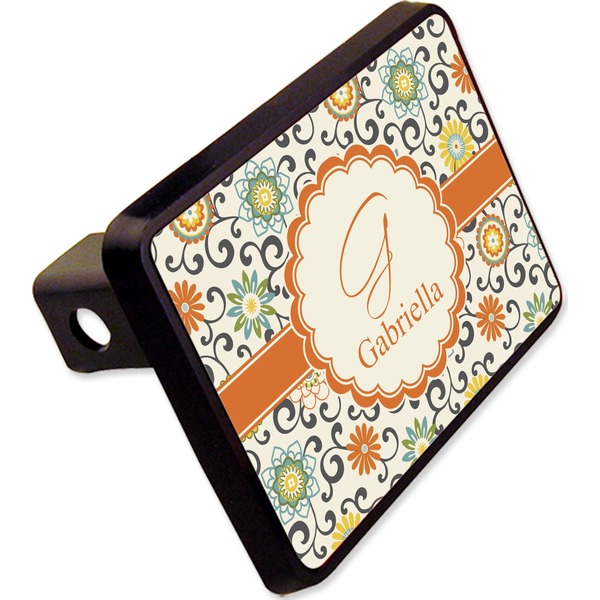 Custom Swirls & Floral Rectangular Trailer Hitch Cover - 2" (Personalized)