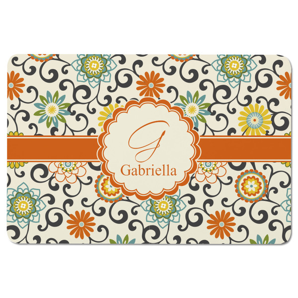 Swirls & Floral Rectangular Fridge Magnet - FRONT