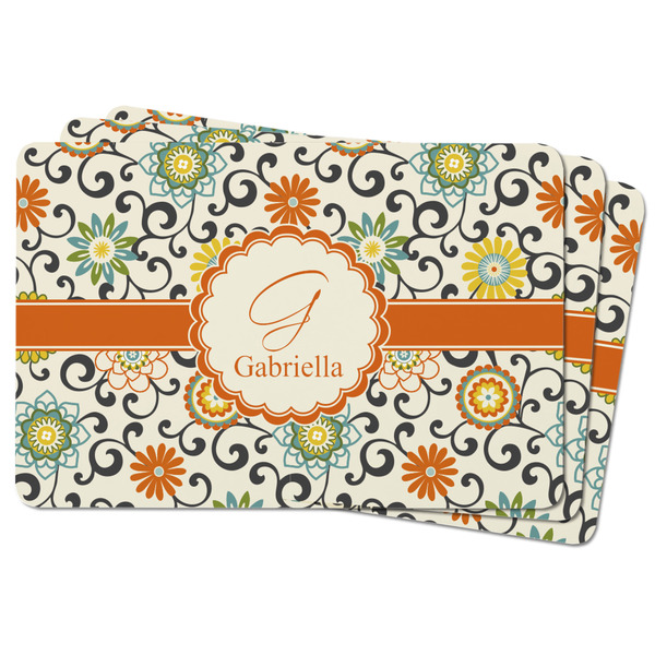 Swirls & Floral Rectangular Fridge Magnet - THREE