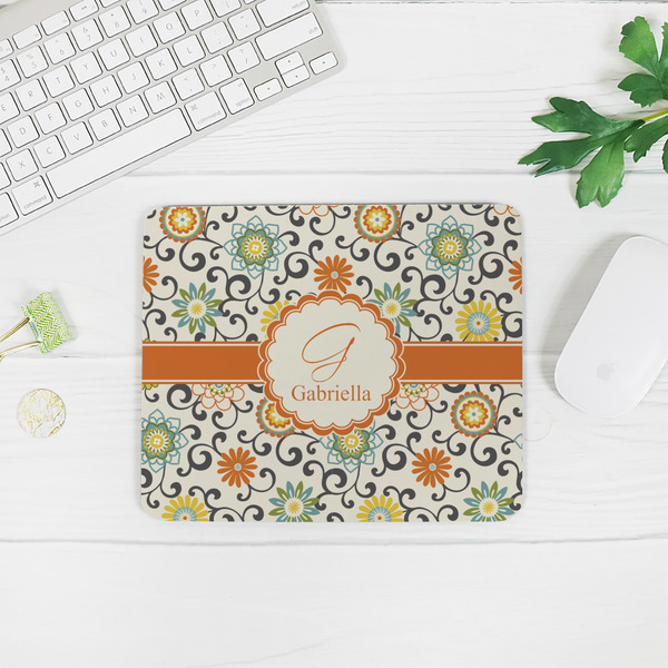Swirls & Floral Rectangular Mouse Pad - LIFESTYLE 2