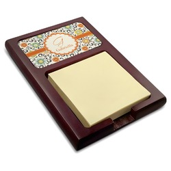 Swirls & Floral Red Mahogany Sticky Note Holder (Personalized)