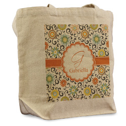 Swirls & Floral Reusable Cotton Grocery Bag (Personalized)