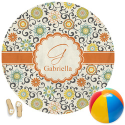 Swirls & Floral Round Beach Towel (Personalized)