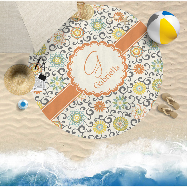Swirls & Floral Beach Towel Lifestyle
