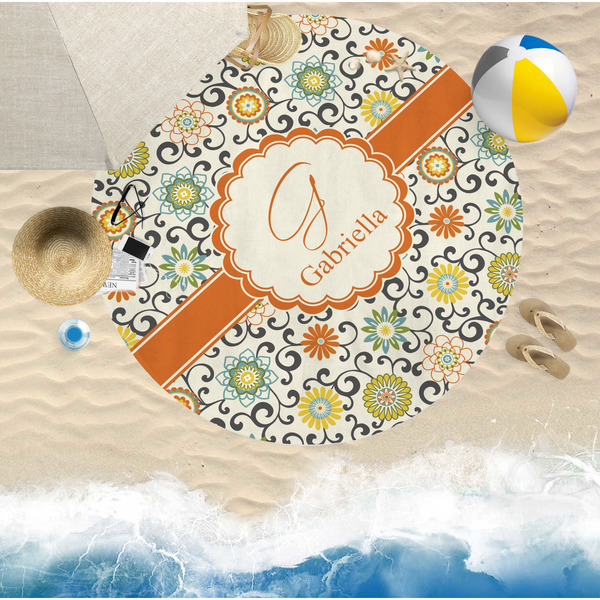 Swirls & Floral Beach Towel Lifestyle