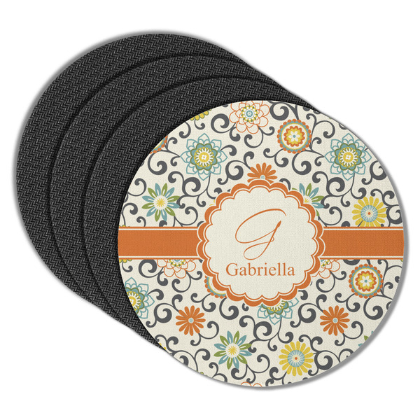 Swirls & Floral Round Coaster Rubber Back - Main