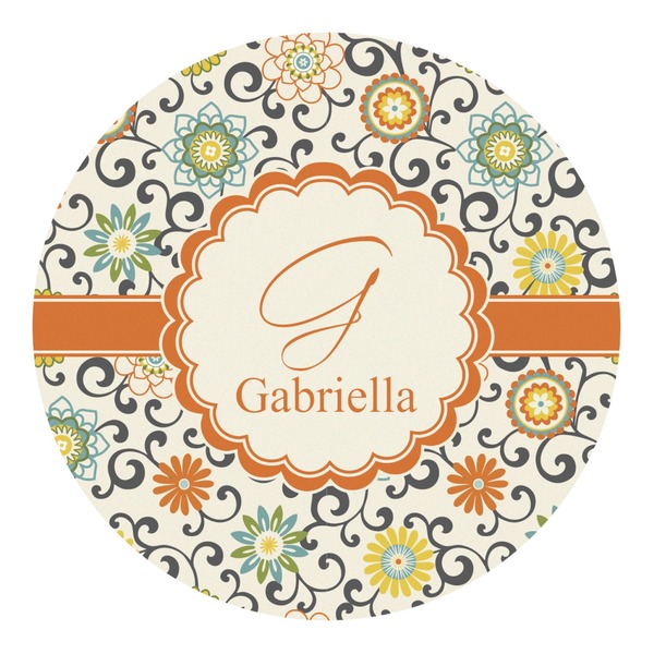 Custom Swirls & Floral Round Decal (Personalized)