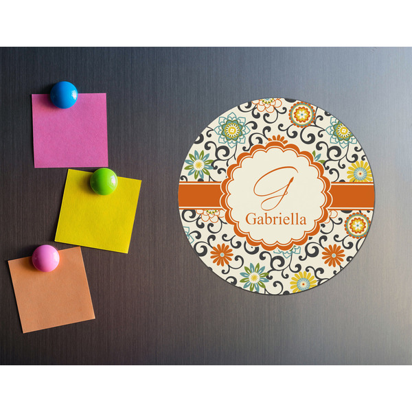 Swirls & Floral Round Fridge Magnet - LIFESTYLE