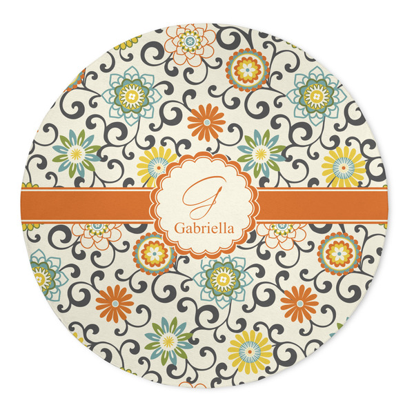 Custom Swirls & Floral 5' Round Indoor Area Rug (Personalized)