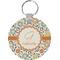 Swirls & Floral Round Plastic Keychain (Personalized)