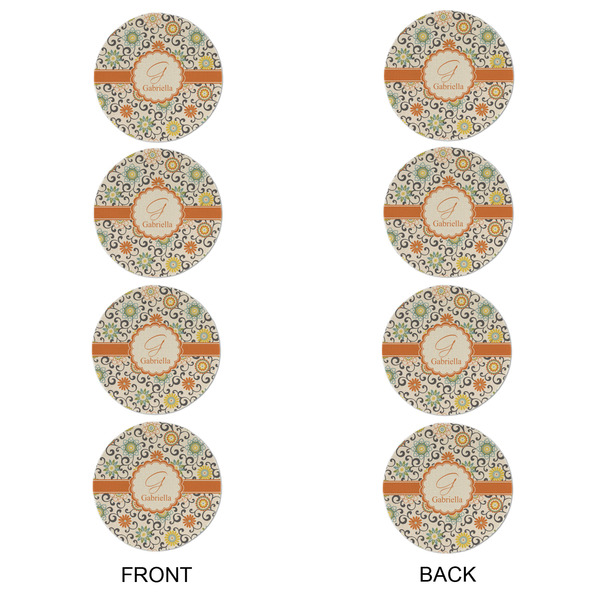Swirls & Floral Round Linen Placemats - APPROVAL Set of 4 (double sided)