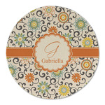 Swirls & Floral Round Linen Placemat (Personalized)