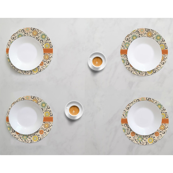 Swirls & Floral Round Linen Placemats - LIFESTYLE (set of 4)