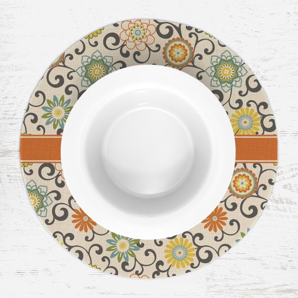 Swirls & Floral Round Linen Placemats - LIFESTYLE (single)