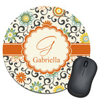 Swirls & Floral Round Mouse Pad (Personalized)