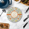Swirls & Floral Round Stone Trivet - In Context View