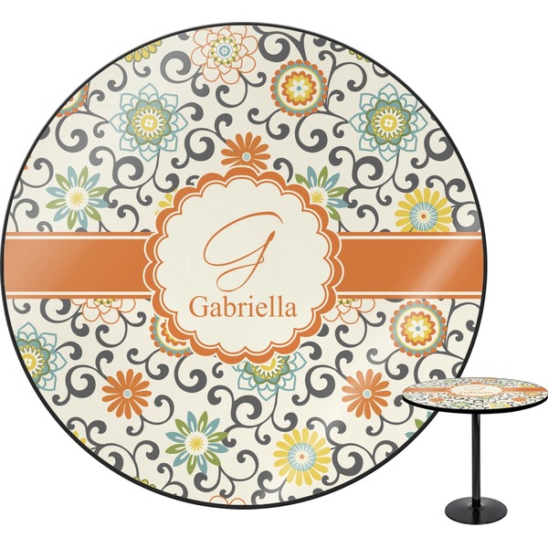 Custom Swirls & Floral Round Table - 30" (Personalized)