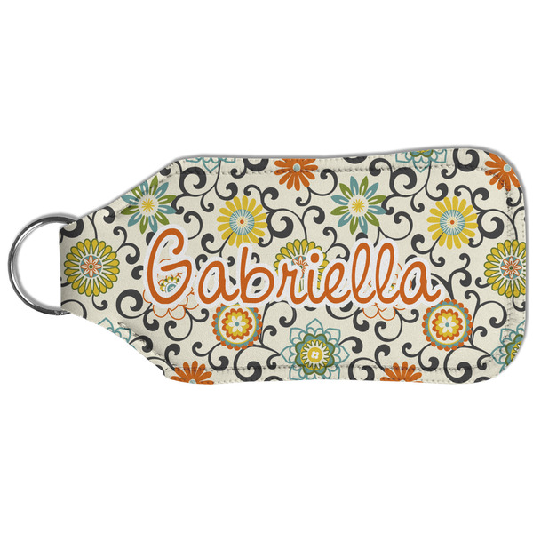 Swirls & Floral Sanitizer Holder Keychain - Large (Back)