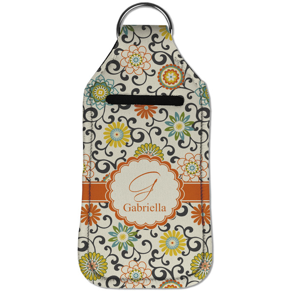 Swirls & Floral Sanitizer Holder Keychain - Large (Front)