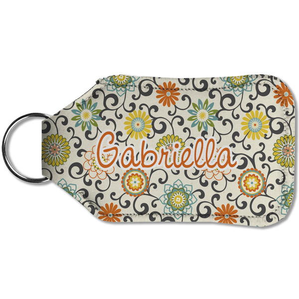 Swirls & Floral Sanitizer Holder Keychain - Small (Back)