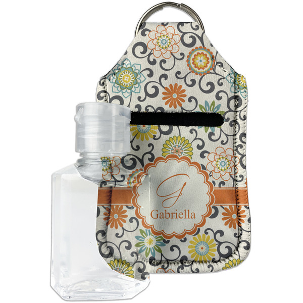 Custom Swirls & Floral Hand Sanitizer & Keychain Holder (Personalized)