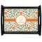 Swirls & Floral Black Wooden Tray - Large (Personalized)
