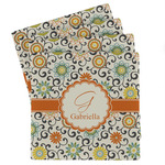 Swirls & Floral Absorbent Stone Coasters - Set of 4 (Personalized)
