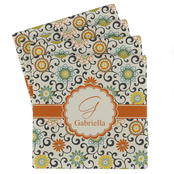 Custom Swirls & Floral Absorbent Stone Coasters - Set of 4 (Personalized)