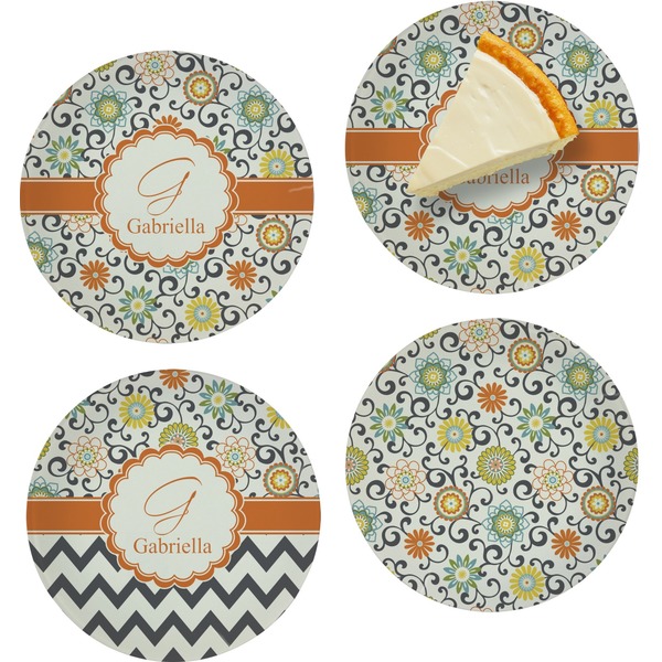 Swirls & Floral Set of Appetizer / Dessert Plates