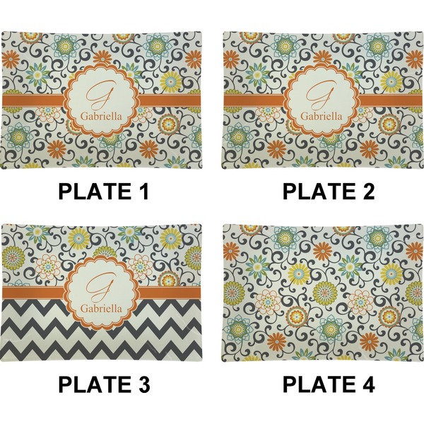 Swirls & Floral Set of Rectangular Appetizer / Dessert Plates (Approval)