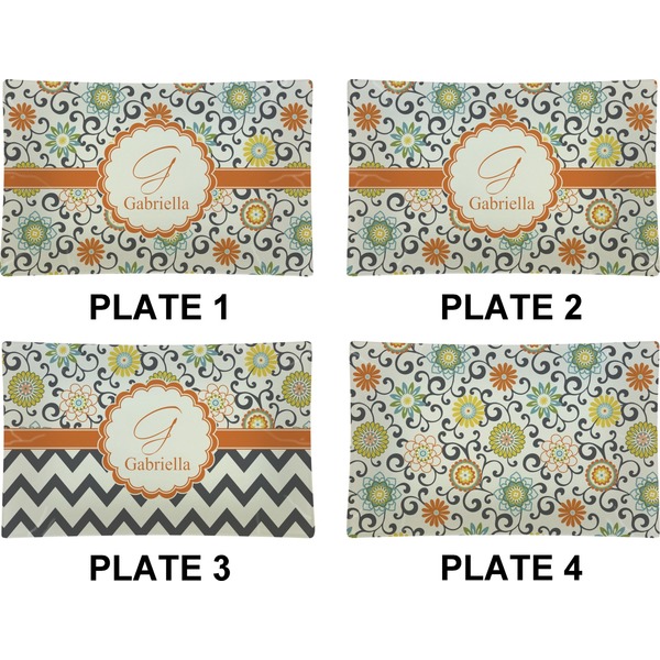 Swirls & Floral Set of Rectangular Dinner Plates (Approval)