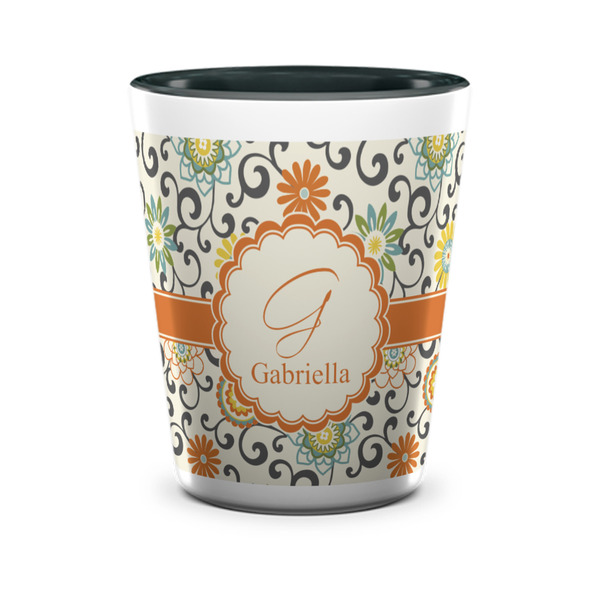 Swirls & Floral Shot Glass - Two Tone - FRONT