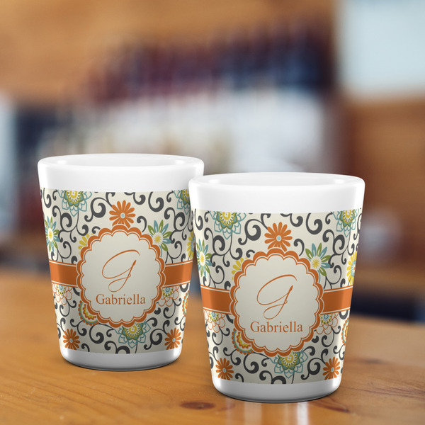 Swirls & Floral Shot Glass - White - LIFESTYLE