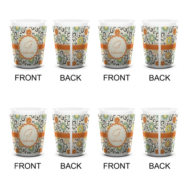 Swirls & Floral Shot Glass - White - Set of 4 - APPROVAL
