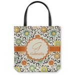 Swirls & Floral Canvas Tote Bag - Small - 13"x13" (Personalized)