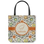 Swirls & Floral Canvas Tote Bag - Small - 13"x13" (Personalized)