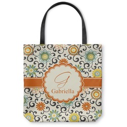 Swirls & Floral Canvas Tote Bag (Personalized)