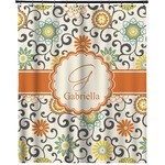 Swirls & Floral Extra Long Shower Curtain - 70"x84" (Personalized)