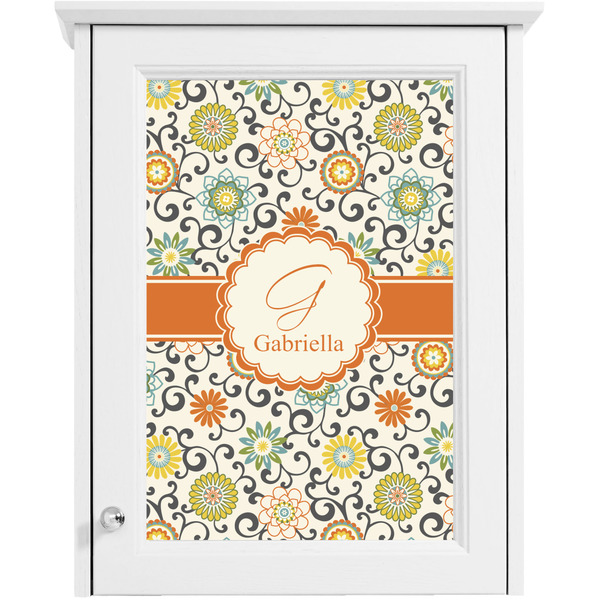 Swirls & Floral Single White Cabinet Decal