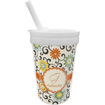 Swirls & Floral Sippy Cup with Straw (Personalized)