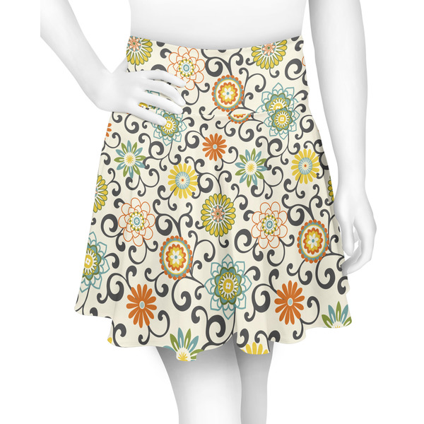 Custom Swirls & Floral Skater Skirt - X Small
