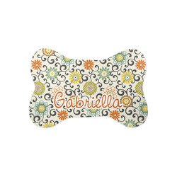 Swirls & Floral Bone Shaped Dog Food Mat (Small) (Personalized)