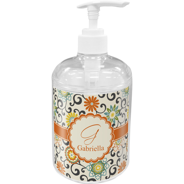 Custom Swirls & Floral Acrylic Soap & Lotion Bottle (Personalized)