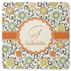 Swirls & Floral Square Rubber Backed Coaster (Personalized)